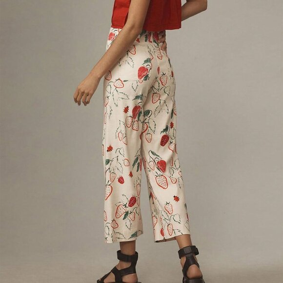 Red Casual Women's Wide Leg Capri Denim Jeans - Picture 2 of 4